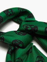 Thumbnail for your product : Alexander McQueen Skull-print Silk-twill Scarf - Green Multi