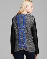 Thumbnail for your product : Twelfth St. By Cynthia Vincent by Cynthia Vincent Sweater Jacket - Leather Sleeve Moto