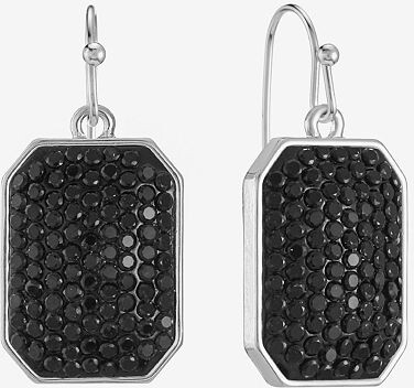 Mixit Silver Tone & Black Womens Black Drop Earrings