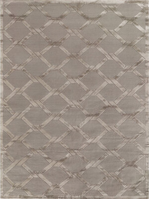 Exquisite Rugs Metro-Velvet Geometric Hand-Knotted Beige Area Rug