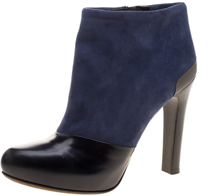 navy leather booties