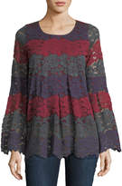 Thumbnail for your product : Lumie Bell-Sleeve Striped Lace Tunic