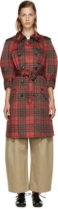 Comme des Garcons Red Plaid Trench Coat