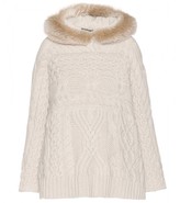 Thumbnail for your product : Loro Piana Engadina baby cashmere sweater with mink and fox fur hood