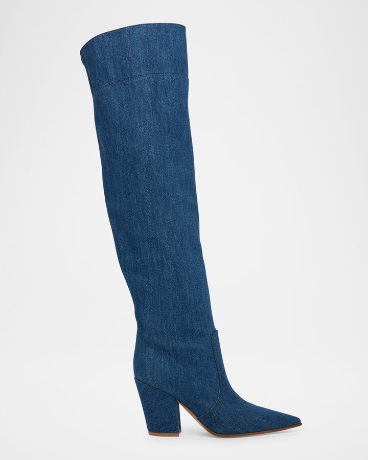 Gianvito Rossi Keinna Denim Over-The-Knee Boots