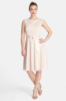 Thumbnail for your product : Tahari Ribbon Trim Metallic Lace Fit & Flare Dress