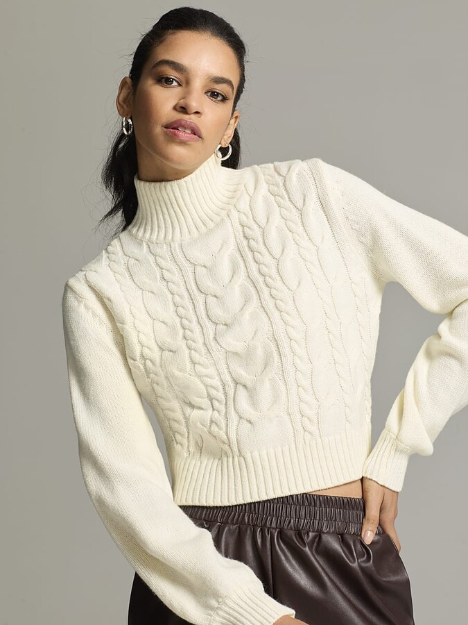 Ivory Cable Knit Sweater Cropped Sweater Boxy Sweater Lulus