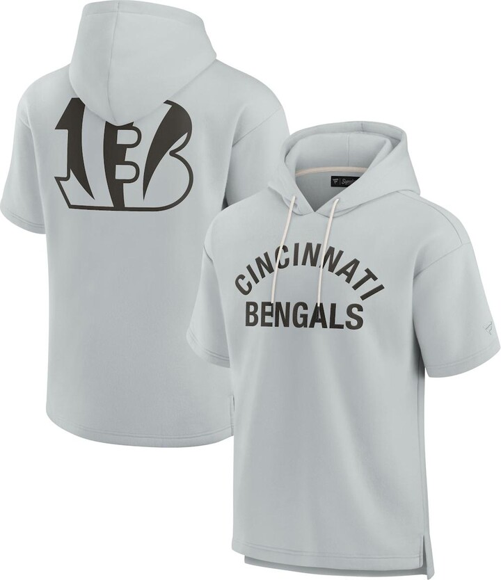 Men's and Women's Fanatics Signature Gray Cincinnati Bengals Super Soft Fleece Short Sleeve Hoodie