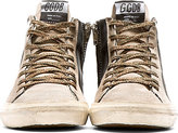 Thumbnail for your product : Golden Goose Black Suede-Trimmed Distressed Slide Sneakers
