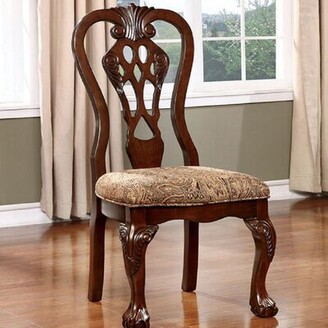 Fleur De Lis Living Swink Upholstered Queen Anne back Side Chair in Brown Cherry