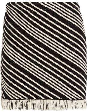 Sonia Rykiel Fringed Striped Cotton-Blend Mini Skirt