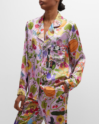 Karen Mabon Cropped Garden-Print Pajama Set
