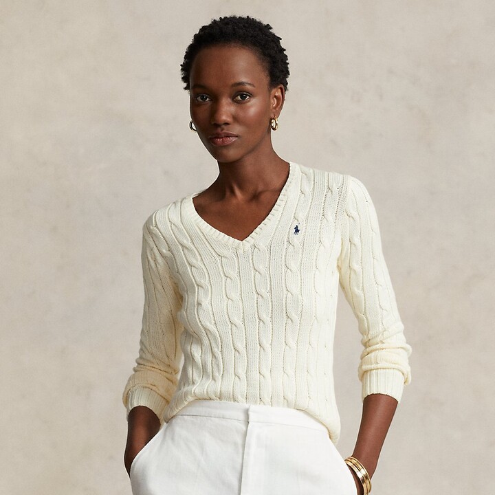 Ralph Lauren Women's White V-Neck Sweaters | ShopStyle