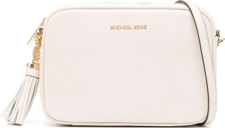 Michael Michael Kors Jet Set Charm East West Leather Camera Crossbody - Optic White/Gold
