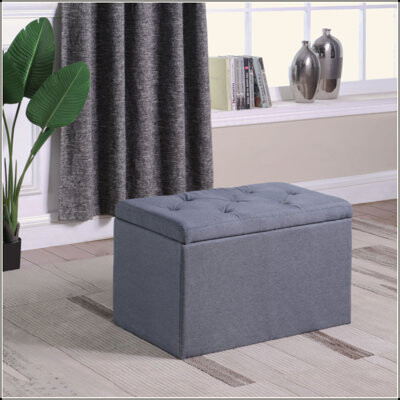 18.5" Tall Tufted Shoe Storage Bench, Dove Gray