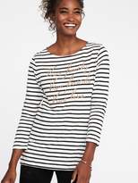 Thumbnail for your product : Old Navy Relaxed Glitter-Graphic Mariner-Stripe Tee for Women