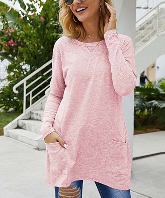 Coeur de Vague Women's Pullover Sweaters Pink - Pink Scoop Neck Tunic - Women