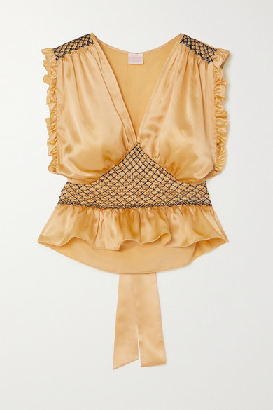 gold ruffle blouse