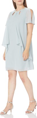 SL Fashions Women's Sleeveless Cutout Pearl Neck Dress
