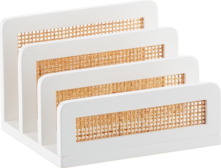 The Container Store Artisan Rattan Cane Letter Sorter White
