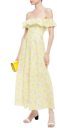 Zimmermann Off-the-shoulder Ruffled Floral-print Linen Maxi Dress