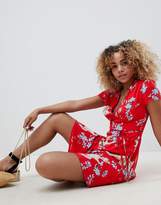 Thumbnail for your product : Glamorous Petite Mini Dress With Tie Waist In Heron Print