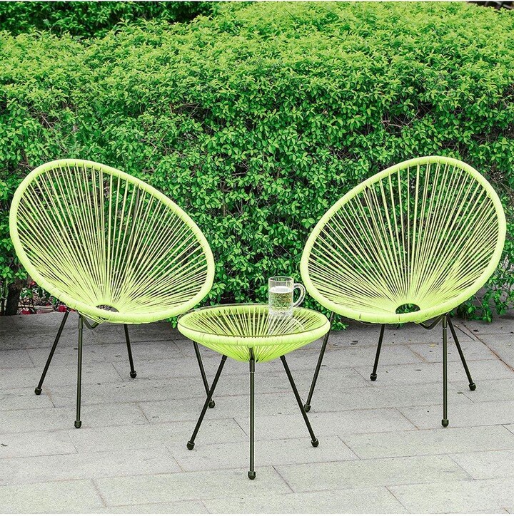 Living and Home 3Pcs Garden Rattan Egg Chair Coffee Table Set