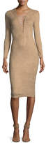 Thumbnail for your product : Alexander Wang T by Stretch Faux-Suede Long-Sleeve Lace-Up Midi Dress