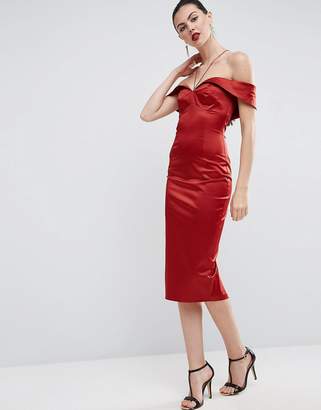 Bardot ASOS Tall ASOS TALL Folded Pencil Dress With Halter Strap Detail