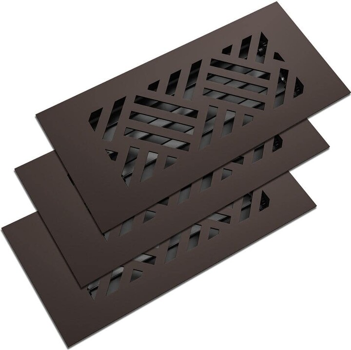 Reggio Registers Low Profile 10 in. x 4 in. Steel Floor Register in Oil Rubbed Bronze Diagonal Pattern (3-Pack)