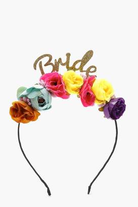 boohoo Bride Slogan Floral Party Headband