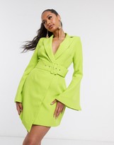 Thumbnail for your product : I SAW IT FIRST belted blazer dress in green