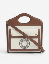 Thumbnail for your product : Burberry Pocket mini logo-print canvas and leather top-handle bag