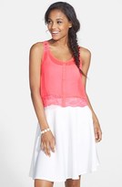 Thumbnail for your product : Love Squared Lace Trim Crop Tank (Juniors)