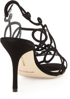 Thumbnail for your product : Manolo Blahnik Gori Suede Squiggly Sandal, Black