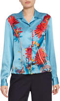 Thumbnail for your product : Dries Van Noten Dahlia Floral-Print Satin Button-Front Blouse