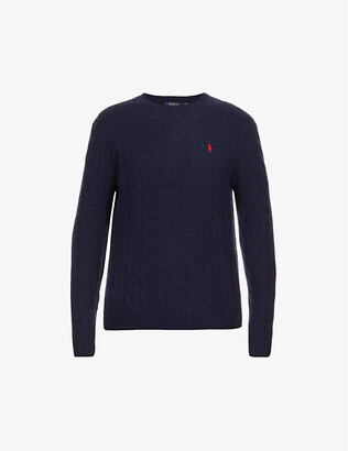 Polo Ralph Lauren Cable-knit logo-embroidered wool and cashmere-blend jumper