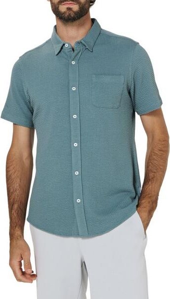 7 Diamonds Men's Bennet Button Up Shirt Small Clay