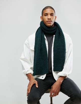 ASOS DESIGN Knitted Scarf In Bottle Green