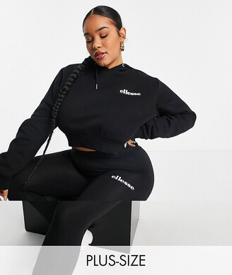 Ellesse Plus cropped hoodie & leggings set in black - ShopStyle
