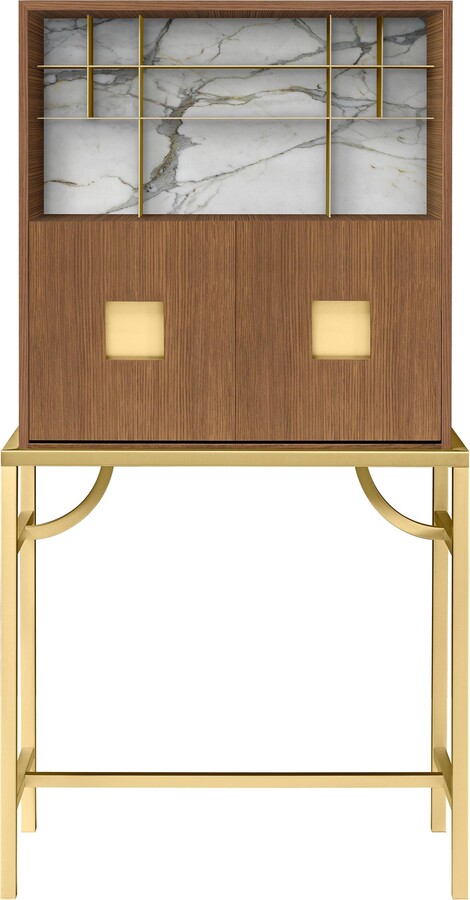 Ghidini 1961 Zuan Large Cabinet With Satin Brass Legs & Calacatta Marble By Paolo Rizzatto