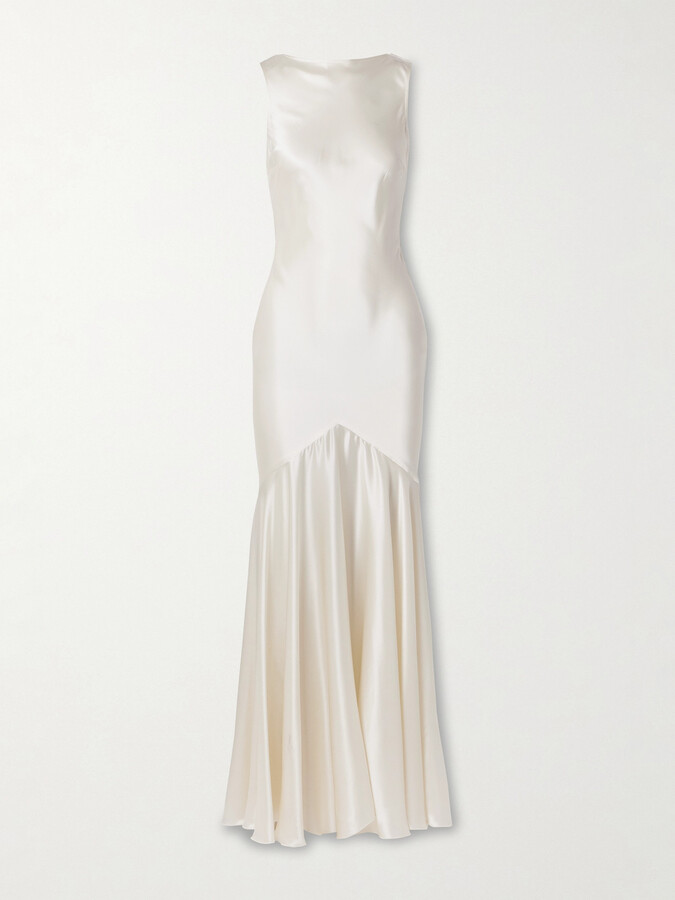 Nina Ricci Open-back Draped Satin Gown - Cream