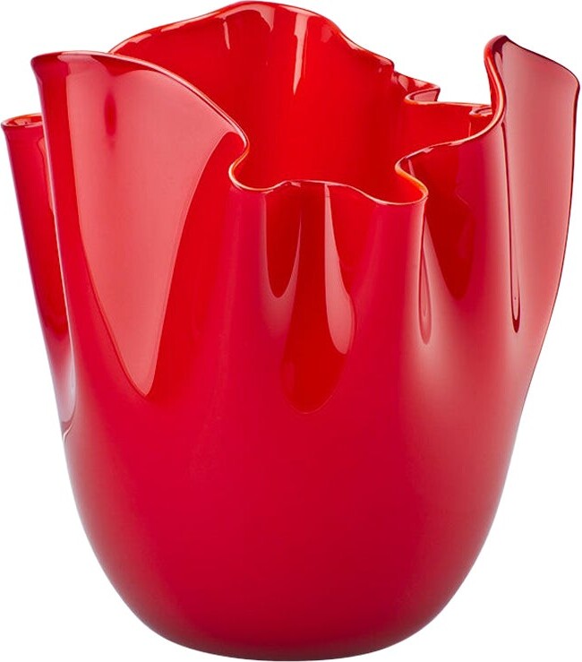 Venini 21st Century Fazzoletto Large Glass Vase In Red By Fulvio Bianconi E Paolo