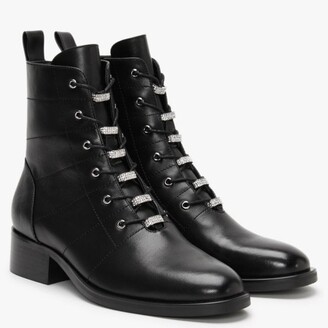 Daniel Sace Black Leather Diamante Ankle Boots