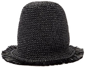 REINHARD PLANK HATS Sixty Frayed Straw Bucket Hat - Black