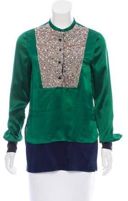 Yigal Azrouel Embellished Silk Top