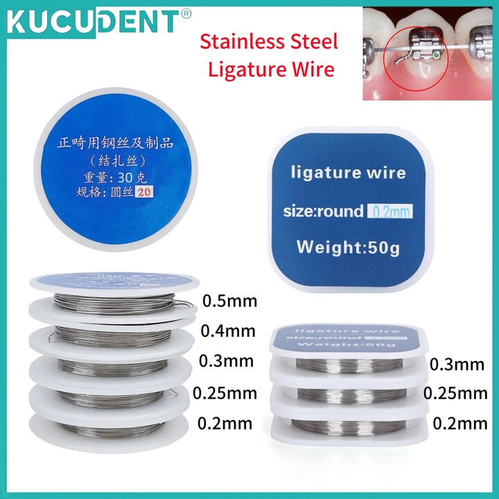 KUCUDENT 1 Roll Dental Orthodontic Ligature Wire Stainless Steel Round Line Retainer Wire for Teeth Braces Dentistry Ortho Accessories