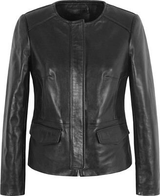 ladies black collarless jacket