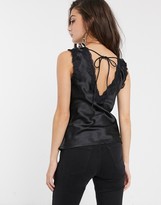 Thumbnail for your product : ASOS DESIGN satin cami with lace insert with tie back