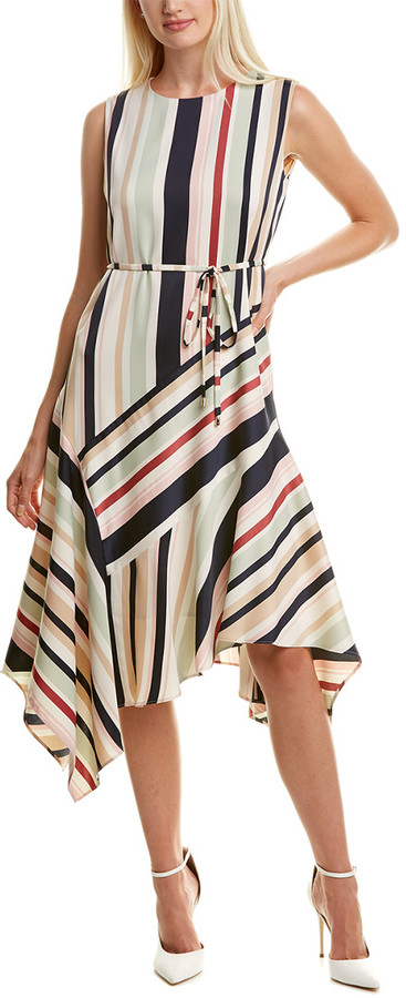 maggy london asymmetrical midi dress